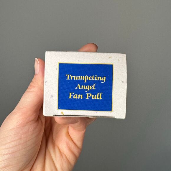 NWT Vintage White & Gold Trumpeting Angel Fan Pull - Picture 7 of 8
